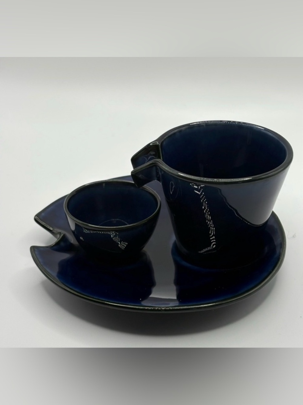 Kaneko Kohyo Sizzle Cold Sake Cup Set Eggplant Blue Japanese Mino Ware